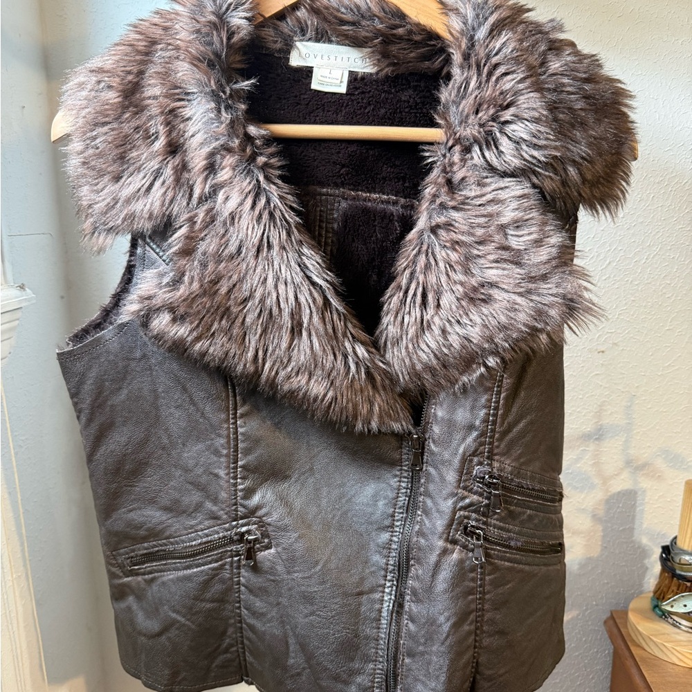 Lovestitch Dark Brown Faux Fur Vest
